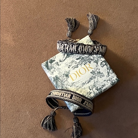 Christian Dior Navy Blue Dior Oblique Cotton Bracelet Set - Picture 4 of 11